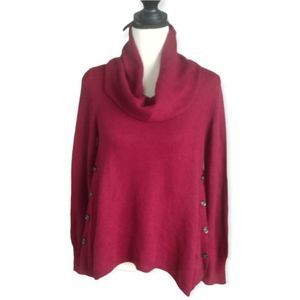 Cremieux Side Button Sweater with Cowl Neck, NWT